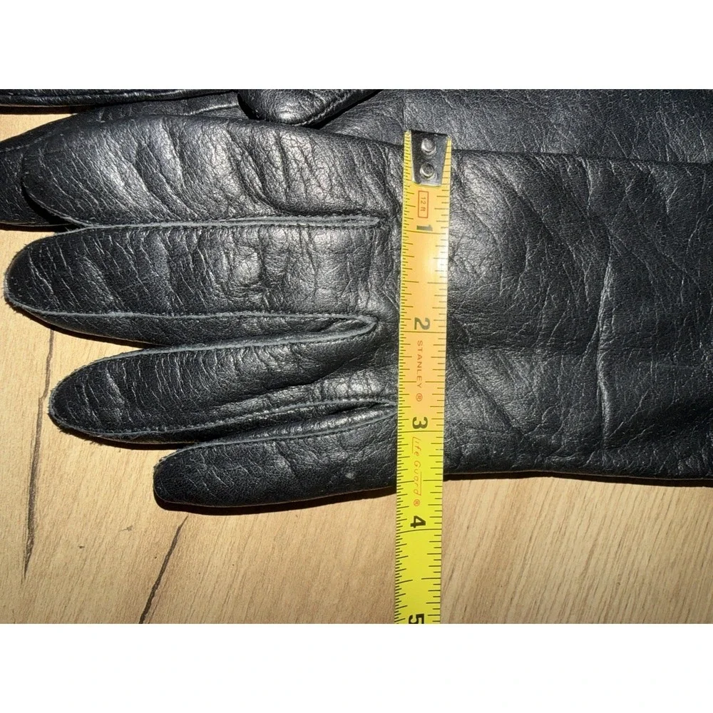 Vtg Gloves Black Leather Women's Sz 7.5 Made In Philippines F